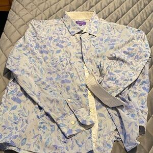 TALLIA Blue and White Striped Shirt